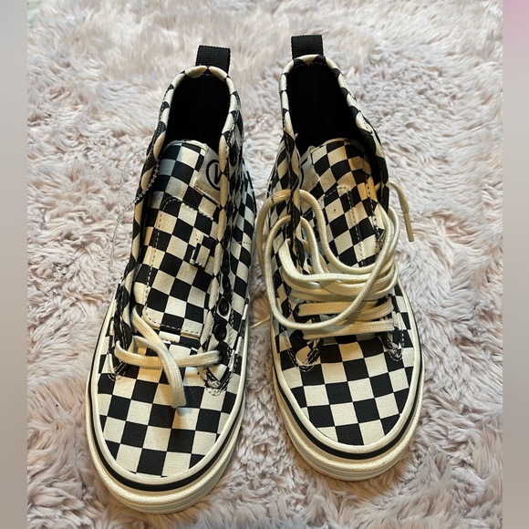 Vans Checkerboard Sentry WC Boot Sneakers Black White Checkered 5 New - Picture 4 of 7